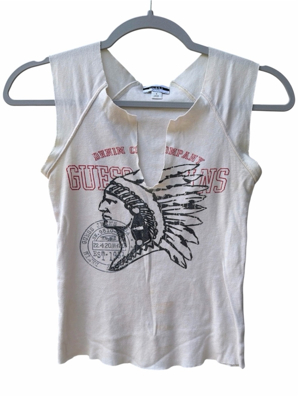 VINTAGE GUESS Multicolor Graphic Sleeveless Top Made In USA Women Size S